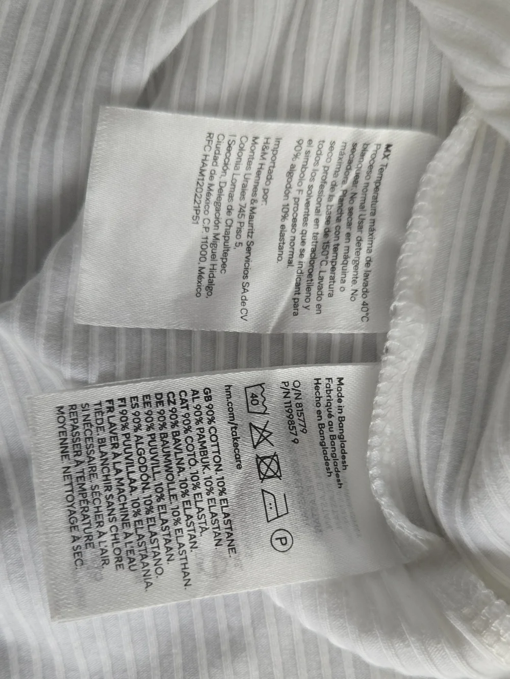 NWOT H&M White Ribbed Long Sleeve Scoop Neck Top